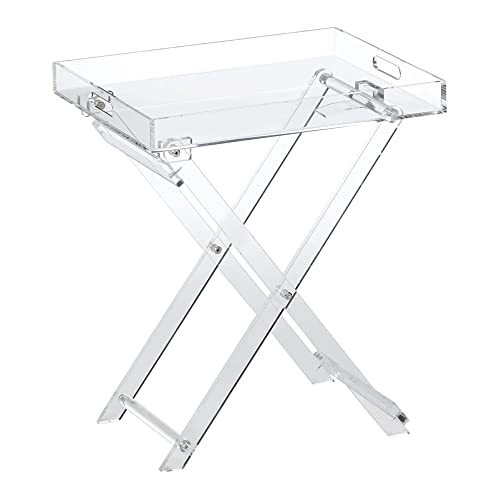 Designstyles Acrylic Folding Tray Table – Modern Chic Accent Desk - Kitchen and Bar Serving Table - Elegant Clear Design