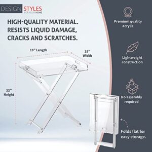 Designstyles Acrylic Folding Tray Table – Modern Chic Accent Desk - Kitchen and Bar Serving Table - Elegant Clear Design