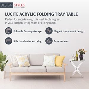 Designstyles Acrylic Folding Tray Table – Modern Chic Accent Desk - Kitchen and Bar Serving Table - Elegant Clear Design