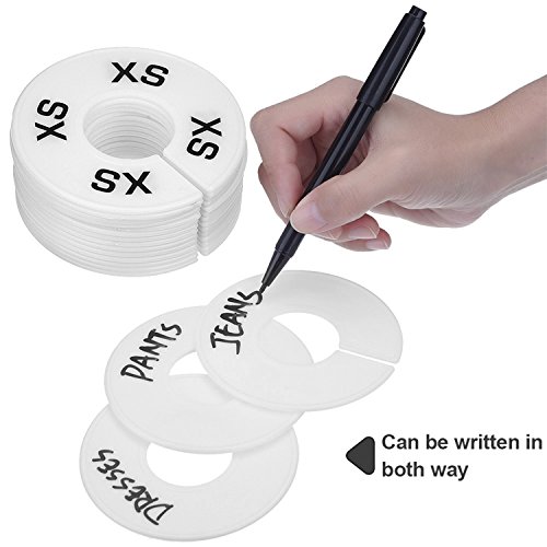 eBoot 40 Pieces Round Clothing Dividers Rack Size Closet Dividers White and Black with Marker Pen, Blank and Size XXS to XXL