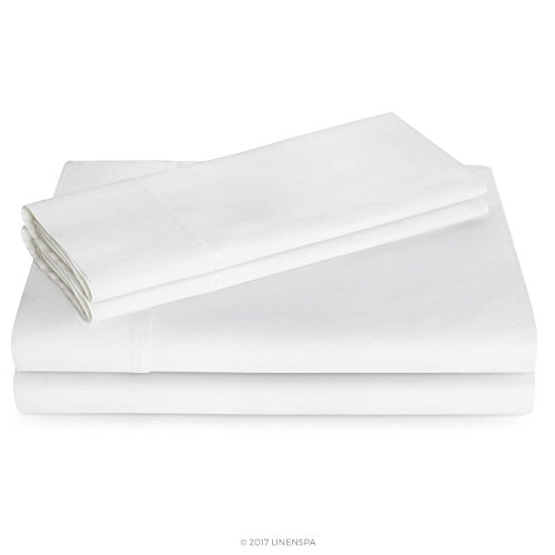 Linenspa 600 Thread Count Ultra Soft, Deep Pocket Cotton Blend Sheet Set - Full - White