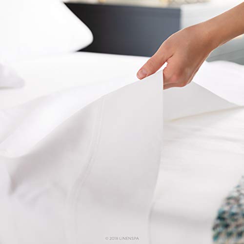 Linenspa 600 Thread Count Ultra Soft, Deep Pocket Cotton Blend Sheet Set - Full - White