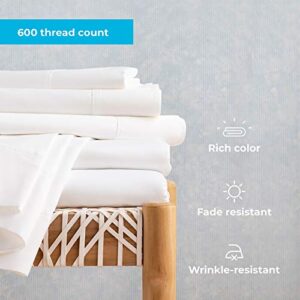 Linenspa 600 Thread Count Ultra Soft, Deep Pocket Cotton Blend Sheet Set - Full - White