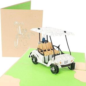 PopLife Golf Cart 3D Pop Up Father’s Day Card - Happy Anniversary, Retirement Gift, Valentine's Day card for Him, Birthday - Golfing Gift for Husband, Card for Golfers - for Son, Father, Grandpa