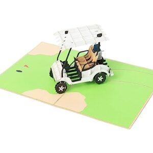 PopLife Golf Cart 3D Pop Up Father’s Day Card - Happy Anniversary, Retirement Gift, Valentine's Day card for Him, Birthday - Golfing Gift for Husband, Card for Golfers - for Son, Father, Grandpa