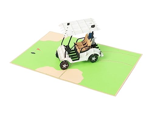 PopLife Golf Cart 3D Pop Up Father’s Day Card - Happy Anniversary, Retirement Gift, Valentine's Day card for Him, Birthday - Golfing Gift for Husband, Card for Golfers - for Son, Father, Grandpa