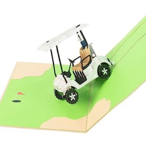 PopLife Golf Cart 3D Pop Up Father’s Day Card - Happy Anniversary, Retirement Gift, Valentine's Day card for Him, Birthday - Golfing Gift for Husband, Card for Golfers - for Son, Father, Grandpa