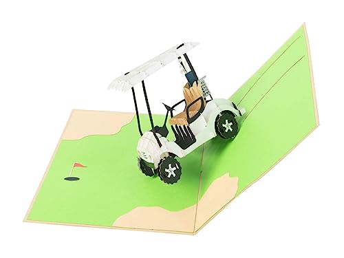 PopLife Golf Cart 3D Pop Up Father’s Day Card - Happy Anniversary, Retirement Gift, Valentine's Day card for Him, Birthday - Golfing Gift for Husband, Card for Golfers - for Son, Father, Grandpa