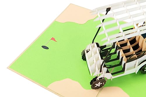 PopLife Golf Cart 3D Pop Up Father’s Day Card - Happy Anniversary, Retirement Gift, Valentine's Day card for Him, Birthday - Golfing Gift for Husband, Card for Golfers - for Son, Father, Grandpa