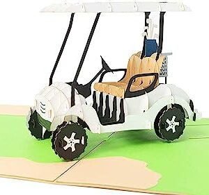 PopLife Golf Cart 3D Pop Up Father’s Day Card - Happy Anniversary, Retirement Gift, Valentine's Day card for Him, Birthday - Golfing Gift for Husband, Card for Golfers - for Son, Father, Grandpa