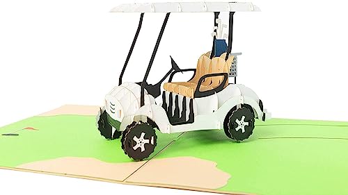 PopLife Golf Cart 3D Pop Up Father’s Day Card - Happy Anniversary, Retirement Gift, Valentine's Day card for Him, Birthday - Golfing Gift for Husband, Card for Golfers - for Son, Father, Grandpa