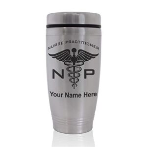skunkwerkz commuter travel mug, np nurse practitioner, personalized engraving included