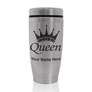 skunkwerkz commuter travel mug, queen crown, personalized engraving included