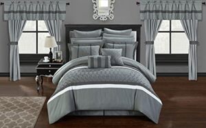 chic home dinah 24 piece bed in a bag comforter set, queen, grey