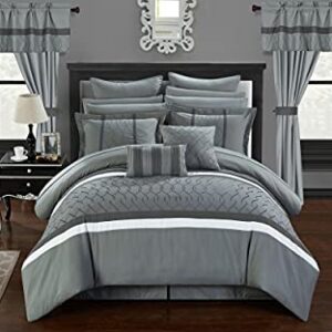 Chic Home Dinah 24 Piece Bed in a Bag Comforter Set, Queen, Grey