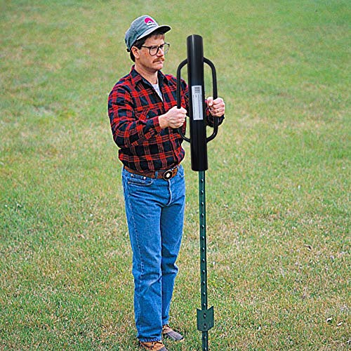 MTB Fence Post Driver with Handle, 12LB Black Iron T Post Pounder Hand Post Rammer for U Fence Post Wooden Post