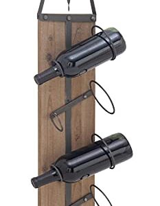 Deco 79 Industrial Wood Rectangle Wall Wine Rack, 8" x 5" x 32", Brown