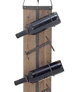 Deco 79 Industrial Wood Rectangle Wall Wine Rack, 8" x 5" x 32", Brown