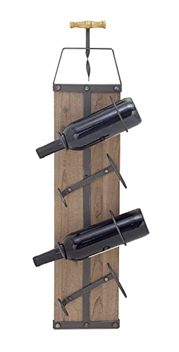 Deco 79 Industrial Wood Rectangle Wall Wine Rack, 8" x 5" x 32", Brown