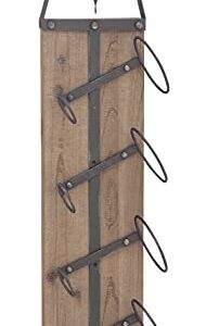 Deco 79 Industrial Wood Rectangle Wall Wine Rack, 8" x 5" x 32", Brown