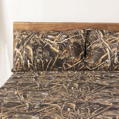 Visi-One Realtree Max-5 Camouflage Bed Sheets - 4 Piece Camo Bedding Queen- Premium Polycotton Super Soft Hunting Sheet Set - Machine Washable Outdoor Bedding Set (Queen Size)