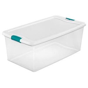 sterilite 14998004 plastic liter latch box, clear, 106 quarts