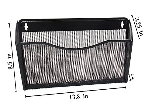 EasyPAG Mesh Bin Office Single Pocket Wall File Holder Hanging Organizer,Black