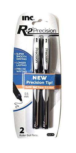 I-N-C R-2 Precision 0.5 Roller Ball Pens, Black, 2 Count