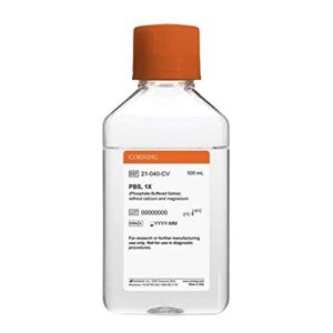mediatech 21-040-cv phosphate buffered saline, 1x, without calcium and magnesium, 500 ml, 500 mm (pack of 6)