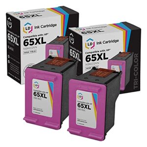 ld products remanufactured ink cartridge replacements for 65xl n9k03an hp 65xl ink cartridge high yield high yield for hp deskjet 2652, 3722, 3730, 3732, envy 500 series 5010, 5020 5032 (color 2-pack)