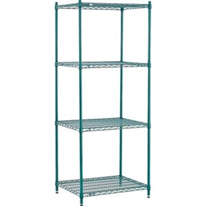 nexel poly-green adjustable wire shelving unit, 4 tier, heavy duty commerical storage organizer wire rack, 24" x 30" x 74", green