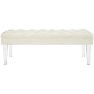 Modway Valet Tufted Button Performance Velvet Upholstered Bedroom Or Entryway Bench with Acrylic Legs in Ivory