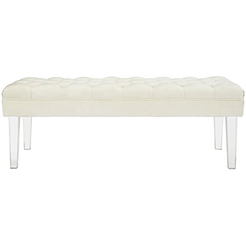 Modway Valet Tufted Button Performance Velvet Upholstered Bedroom Or Entryway Bench with Acrylic Legs in Ivory