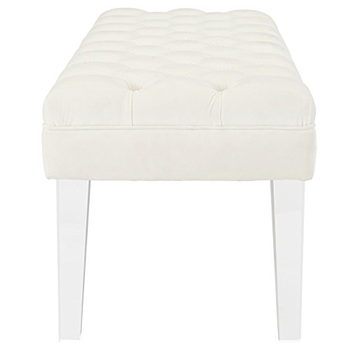 Modway Valet Tufted Button Performance Velvet Upholstered Bedroom Or Entryway Bench with Acrylic Legs in Ivory