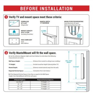 MantelMount MM700 Premier Fireplace TV Mount Pull Down Bracket for 50"-90" & 25-115 lb Televisions Above Mantel