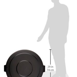 Carlisle FoodService Products 34105603 Bronco Round Waste Container Lid, 29.81" Length, 29.81" Width, 2.25" Height, Polyethylene (LLDPE), Black, 55 gal (Pack of 2)