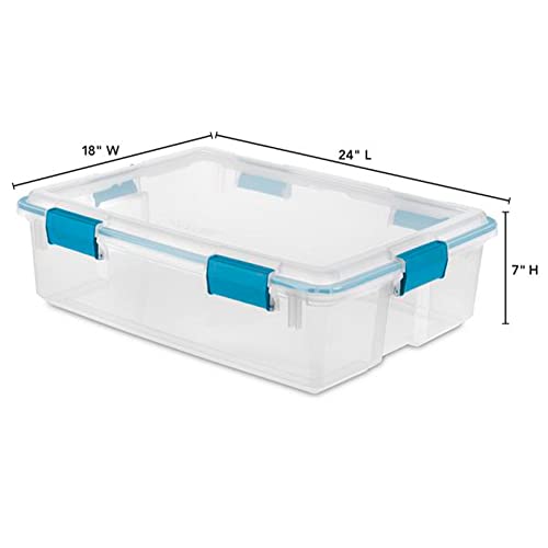 Sterilite Multipurpose 37 Quart Clear Plastic Under-Bed Storage Tote Bins with Secure Gasket Latching Lids for Home Organization, (4 Pack)