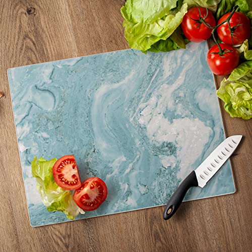 CounterArt Teal Quartz Design 3mm Heat Tolerant Tempered Glass Cutting Board 15” x 12” Manufactured in the USA Dishwasher Safe