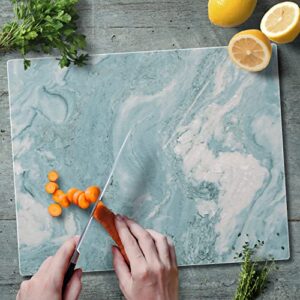 CounterArt Teal Quartz Design 3mm Heat Tolerant Tempered Glass Cutting Board 15” x 12” Manufactured in the USA Dishwasher Safe