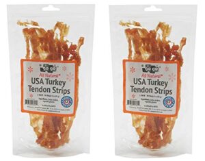 3oz gogo turkey tendon strips dog chew treats sourced and made in the usa - 2 pack
