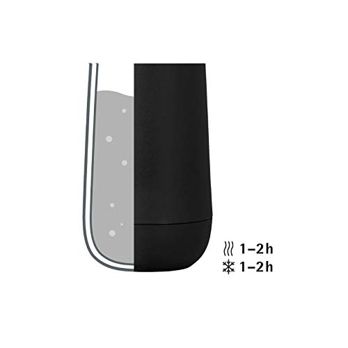 WMF Insulated Thermos Flask, 0.35 L, Height 22 cm/Diameter: 7.4 cm, Automatic Closure, 360° Drink Opening, Black