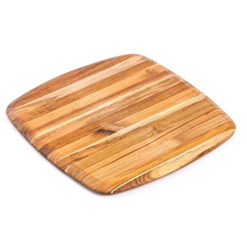 TeakHaus Square Edge Grain Cutting Board w/Rounded Edge (Small) | 12" x 12" x 0.55"