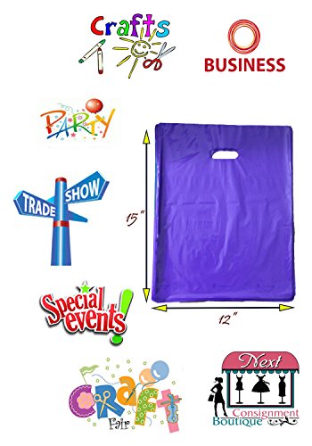 100 12x15 Durable Purple Merchandise bags Die Cut Handle-Glossy finish-Anti-Strech-100% Recyclable. For Retail store plastic bags, Party favors, Handouts and more by Best Choice (Purple)