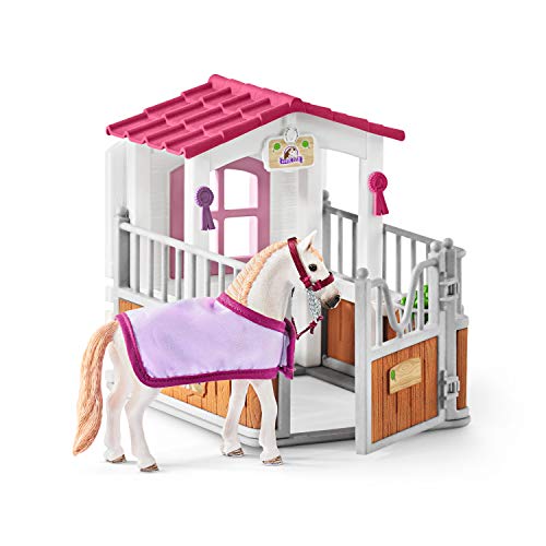 Schleich Horse Club, 12-Piece Playset, Horse Toys for Girls and Boys 5-12 years old Horse Stall with Lusitano Horses