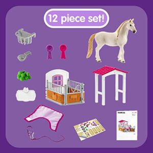 Schleich Horse Club, 12-Piece Playset, Horse Toys for Girls and Boys 5-12 years old Horse Stall with Lusitano Horses
