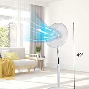 BLACK+DECKER 16" Stand Fan with Remote, White