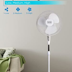 BLACK+DECKER 16" Stand Fan with Remote, White