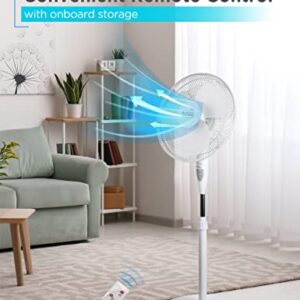 BLACK+DECKER 16" Stand Fan with Remote, White