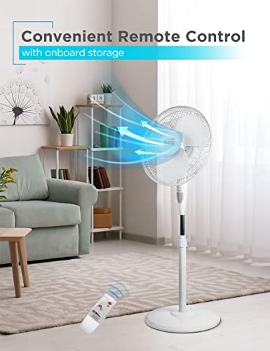 BLACK+DECKER 16" Stand Fan with Remote, White