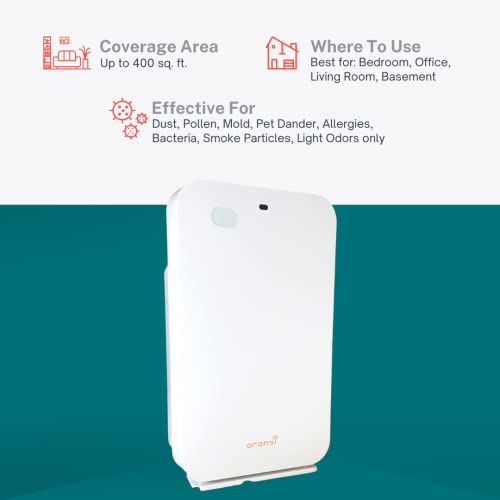 Oransi OV200 Air Purifier for Home, Bedrooms, Offices and Large Rooms, HEPA Carbon Filter, Covers up to 400 Square Feet